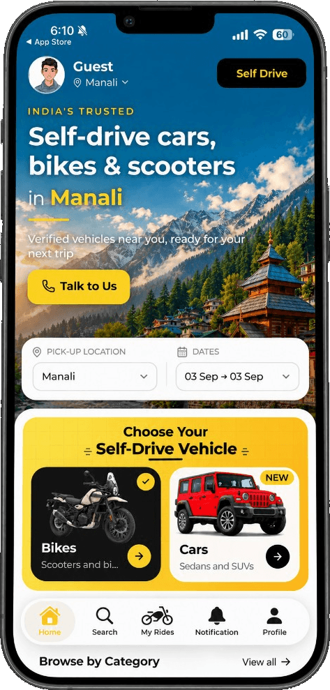 Hire N Ride mobile product screenshot
