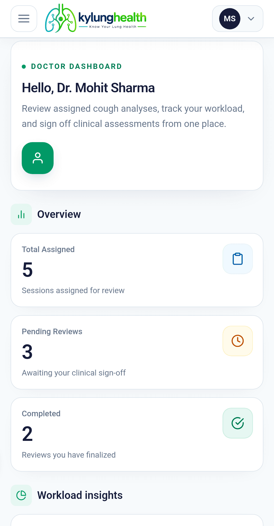 Clinician Dashboard